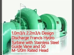 1.0m3/s 2.2m3/s Σχεδιαστική εκκένωση Φράνσις Υδρογεννήτρια με οδήγηση από ανοξείδωτο χάλυβα και ονομαστική κεφαλή 50 M-120m