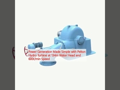 Η παραγωγή ηλεκτρικής ενέργειας γίνεται απλή με την υδρογεννήτρια του Πέλτον με 134 μέτρα κεφαλής νερού και ταχύτητα 600 r/min