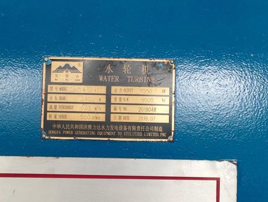 Γεννήτρια νερού 1250kw Pelton